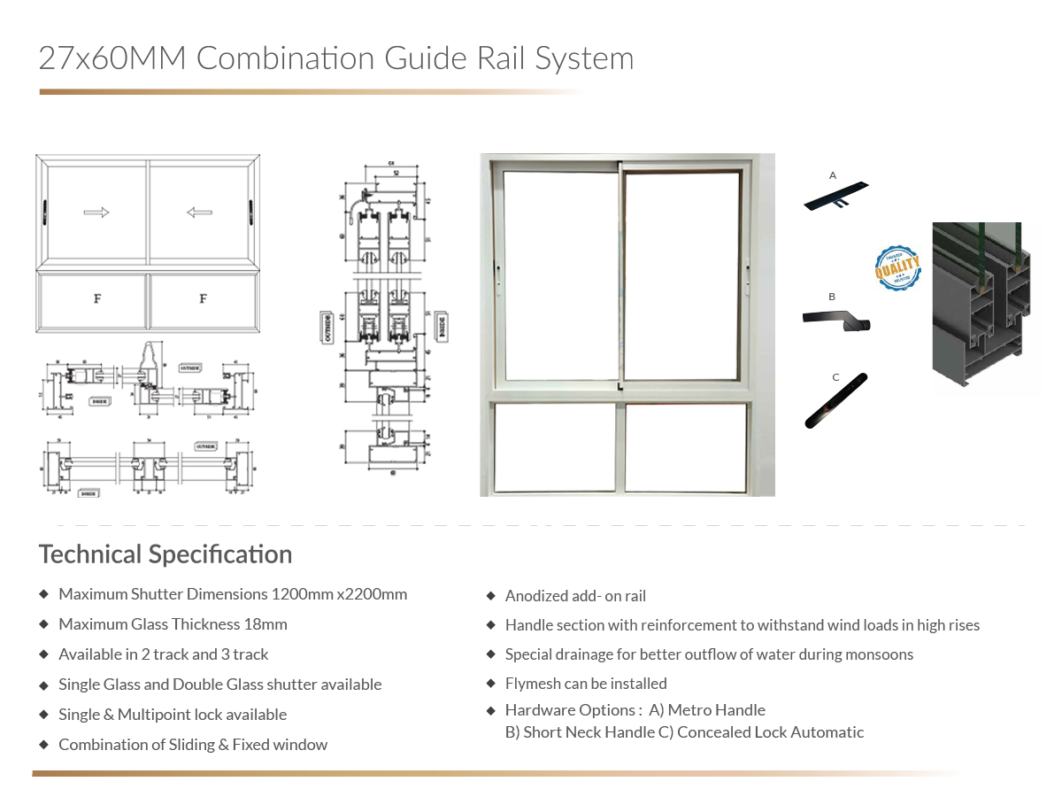 27X60MM COMBINATION GUIDE RAIL SYSTEM 1 Doors & Windows