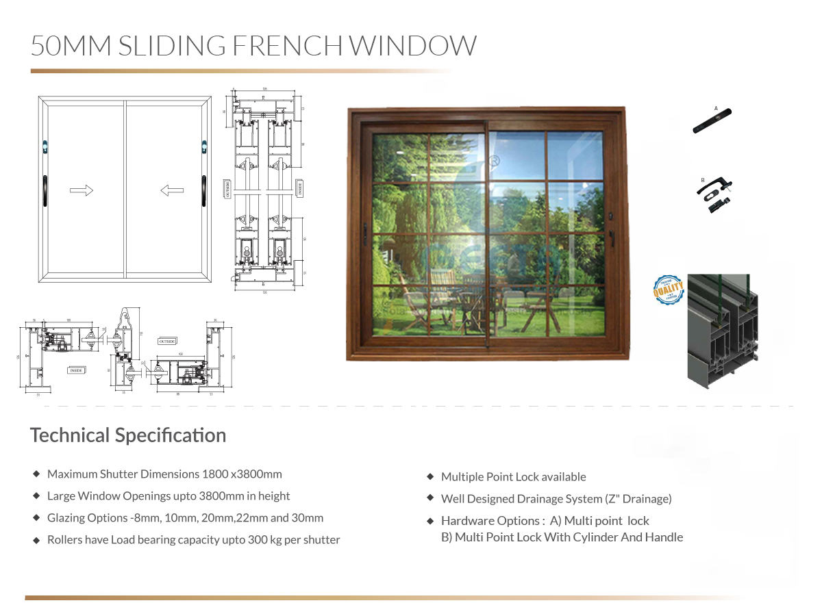 50MM SLIDING FRENCH WINDOW 1 Doors & Windows