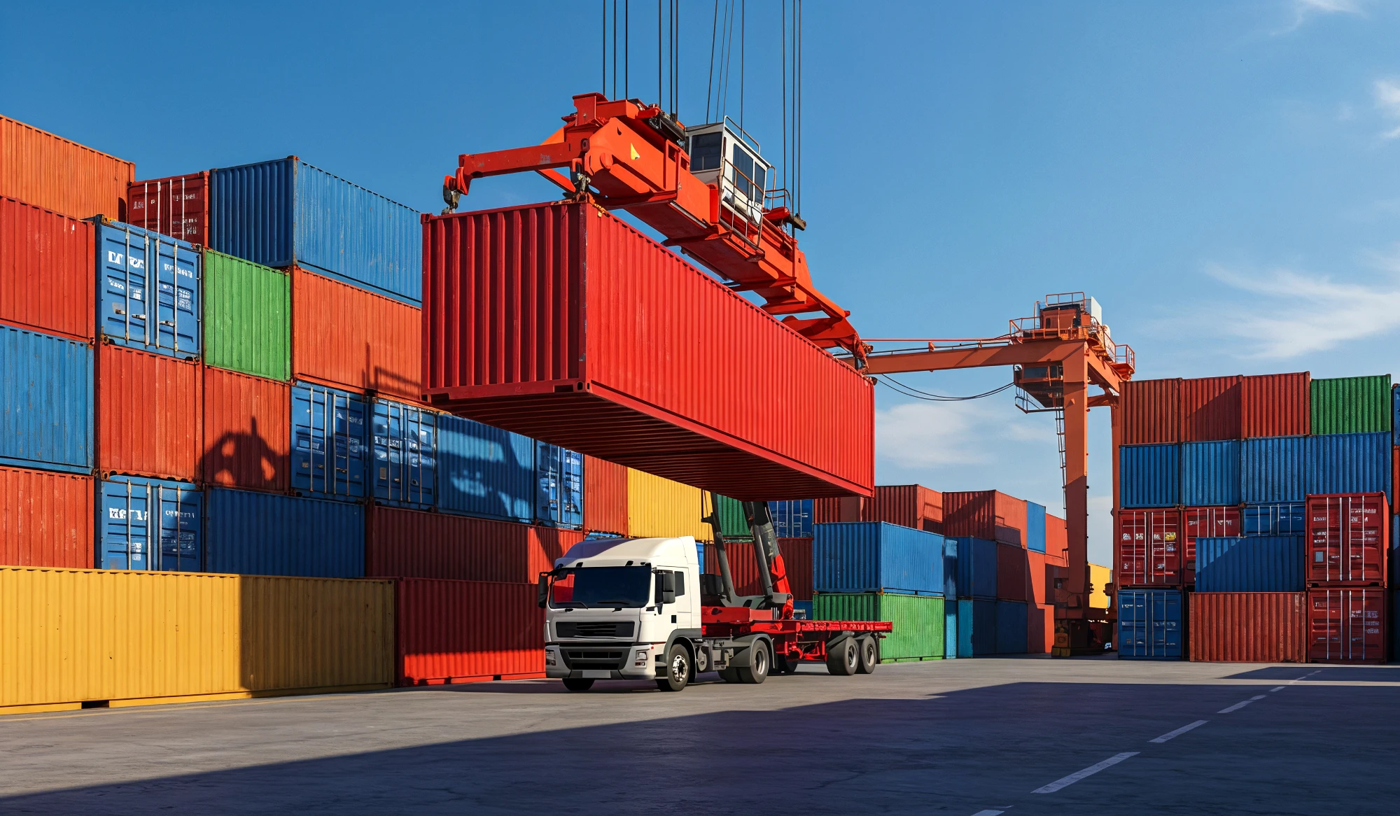 shipping containers being loaded onto truck port 2 Export Solutions