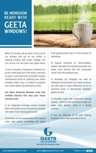 Be Monsoon Ready with Geeta Windows Newsletter Press Media / Events